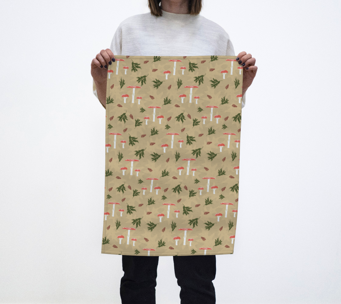 Muted Mushroom tea towel