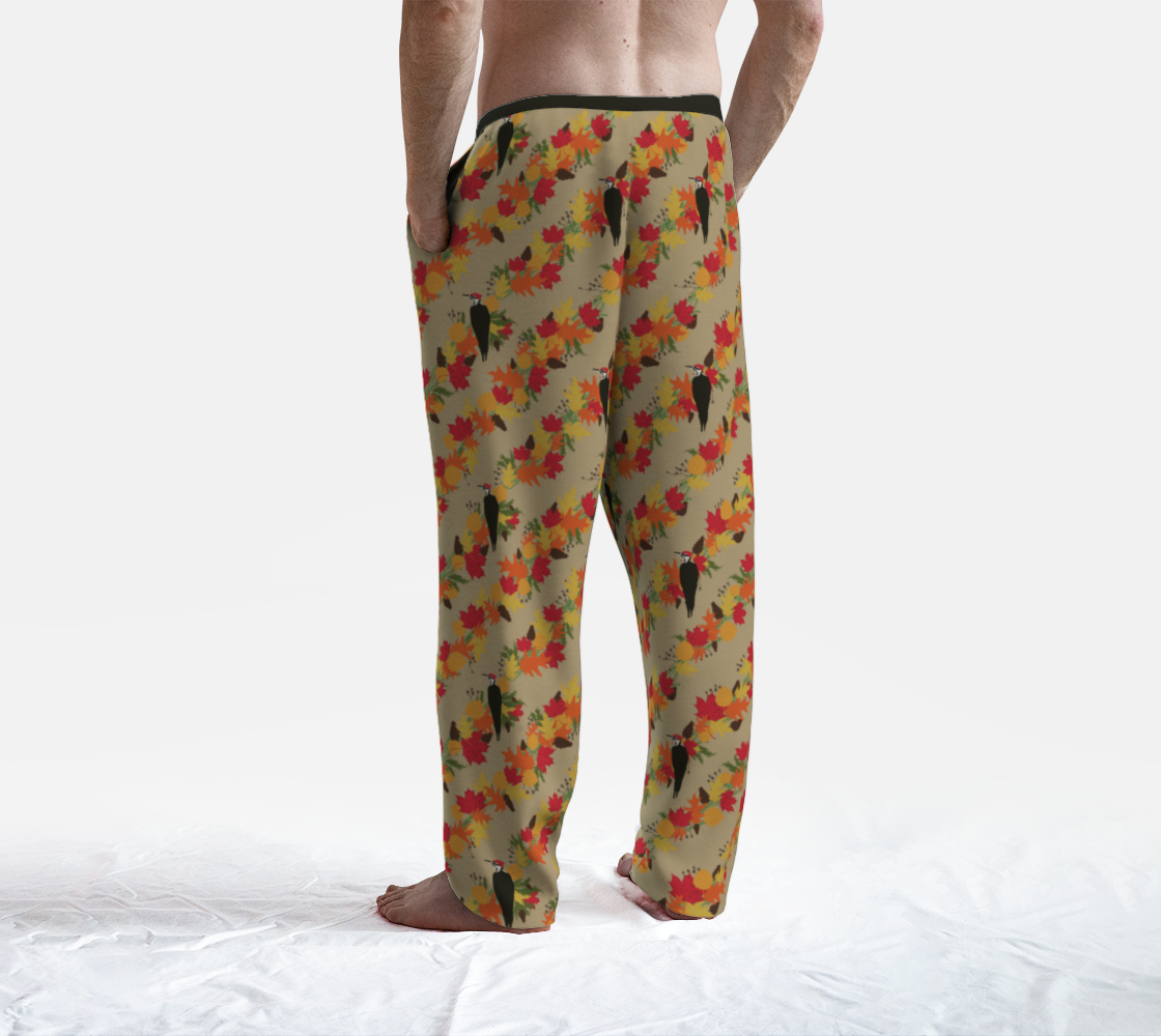 Autumnal woodpecker lounge pants