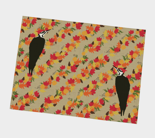 Autumnal woodpecker placemat