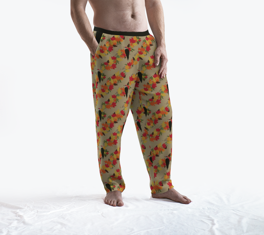 Autumnal woodpecker lounge pants