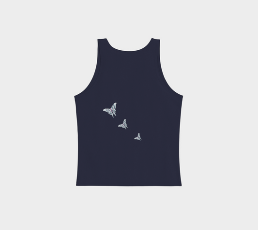 Navy moth unisex tank top