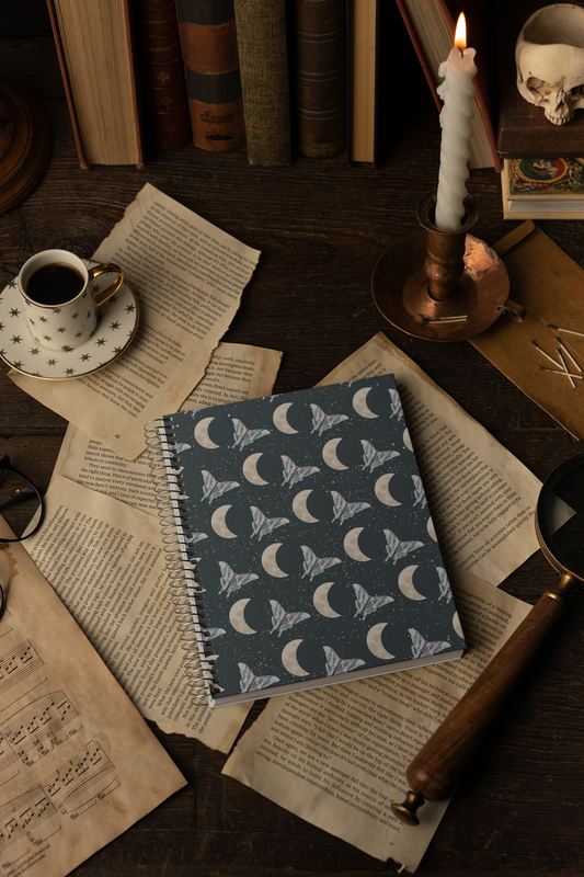 Midnight moth spiral notebook