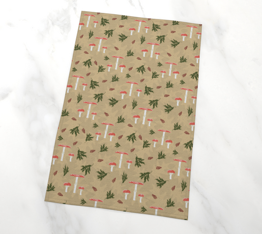 Muted Mushroom tea towel