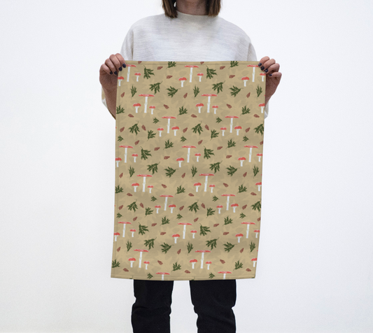 Muted Mushroom tea towel