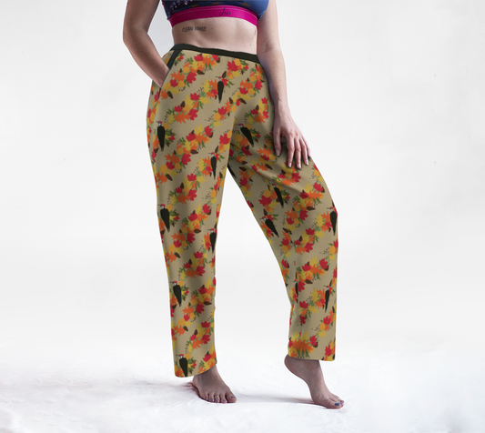 Autumnal woodpecker lounge pants