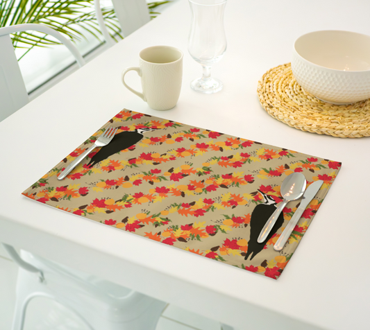 Autumnal woodpecker placemat