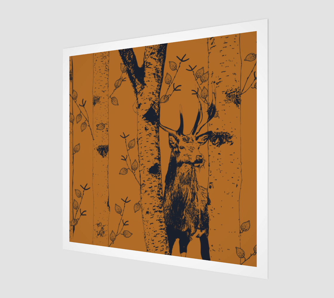 Stag among the birch print