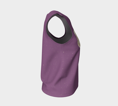 Loose tank purple moth all-over print